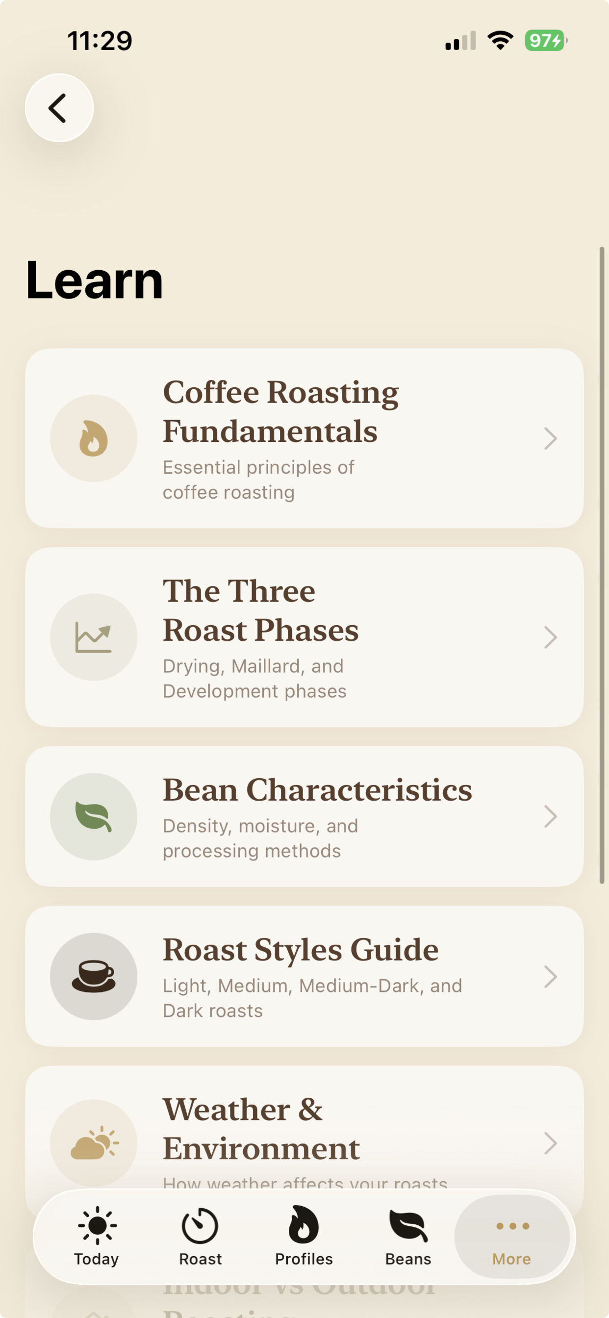 Learn section topics